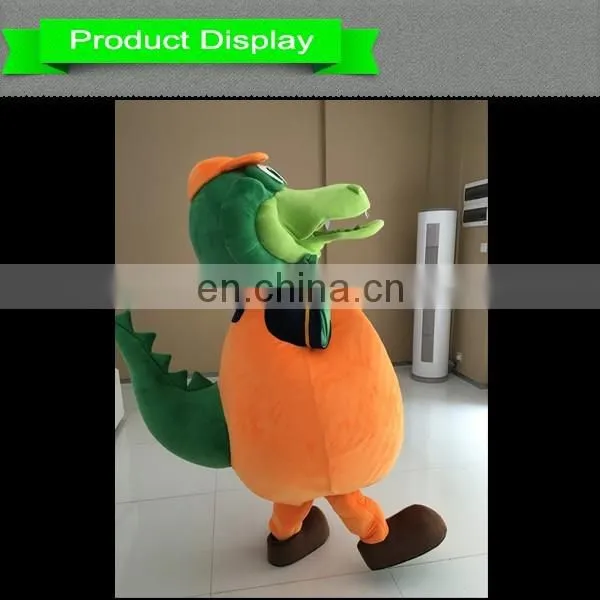 2016 New arrival adult green alligator cartoon characters costume for sale green alligator mascot costume cosplay