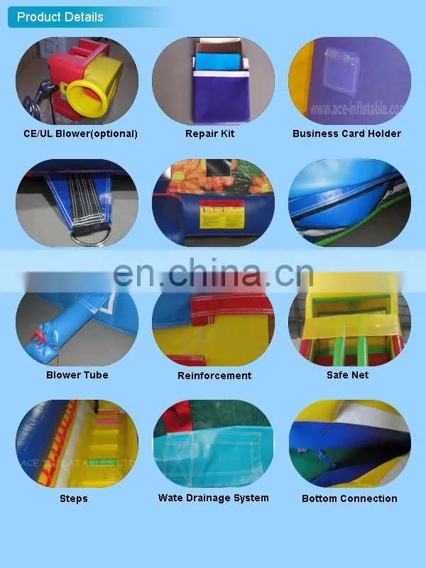 Hot ocean inflatable water slideway with pool