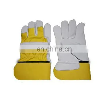 2009 cow split leather gloves/cow crust leather/Yellow Cowhide suede Leather Gloves working gloves Ri-WG-61-Y