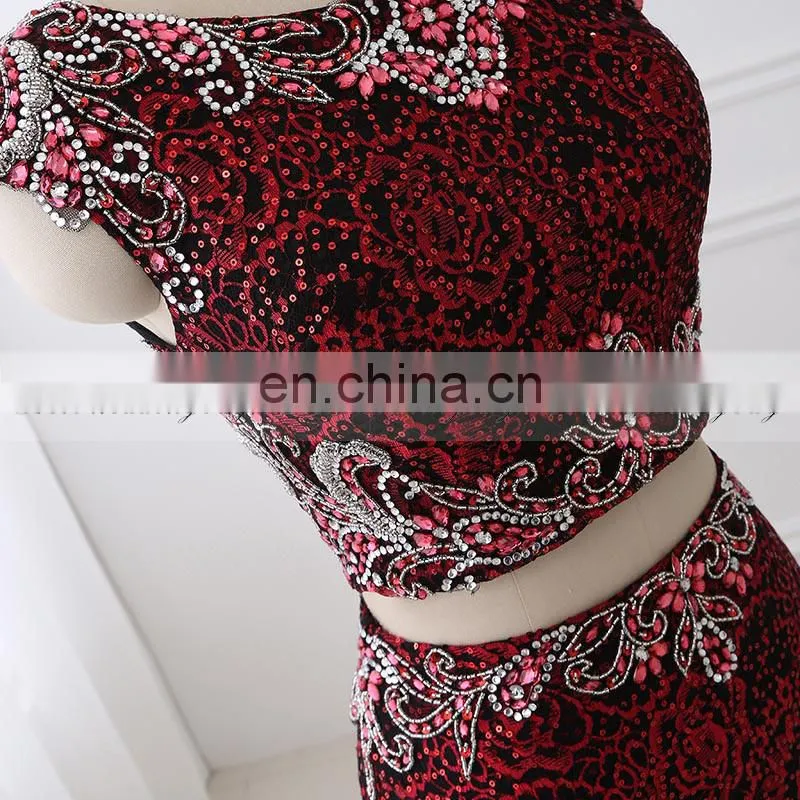 New Arrival Two-Piece Cap Sleeve Sheath Lace Beaded Cocktail Dresses LX345