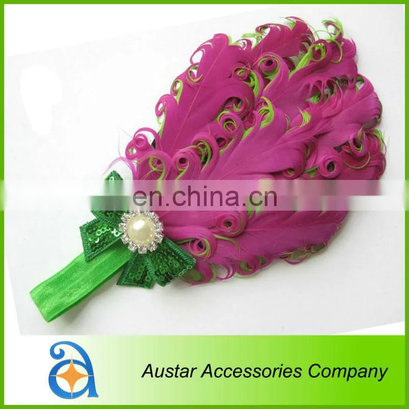 Wholesale Feather Headband hairband Baby Girls flowers headbands