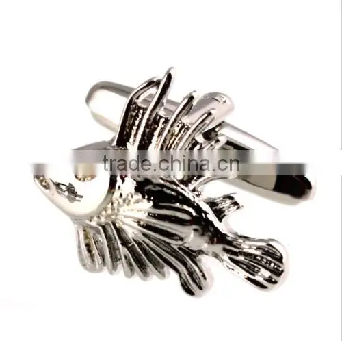 Men's Cufflinks Fish Silver Cuff Lins for shirt 19mm M3084