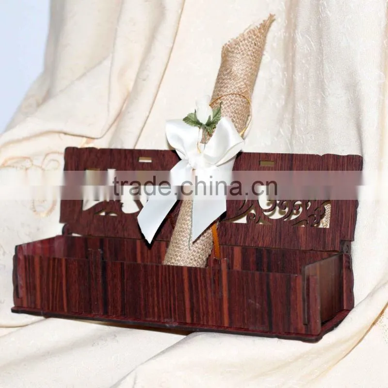 2016 Hot Sale Creative Ideal Laser Cut Wooden Box Vintage Wedding Invitation