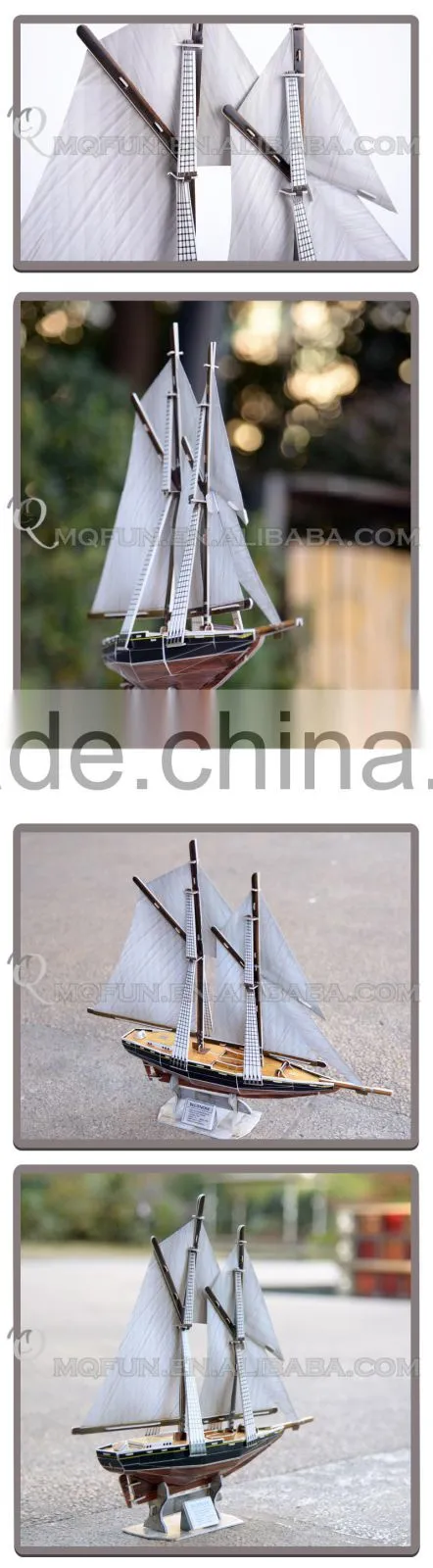 Mini Qute Blue Nose Ship building blocks 3d paper puzzle diy ship model cardboard jigsaw puzzle game educational toy NO.B368-15