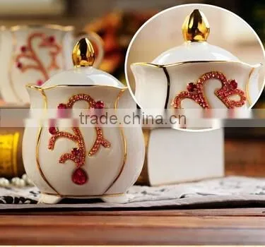 gold porcelain coffee set made In China