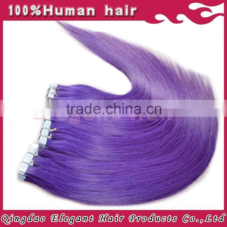 Online shopping site brazilian virgin hair silky straight purple medical tape hair extensions