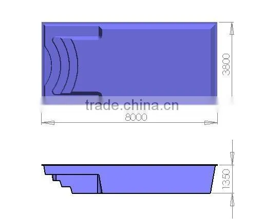 Custom Inground Rectangle Fiberglass Swimming Pool(L8.0M/L5.8M)