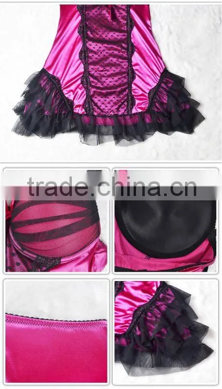 New arrival hot sexy elastic satin and lacy design lingerie babydoll 5107