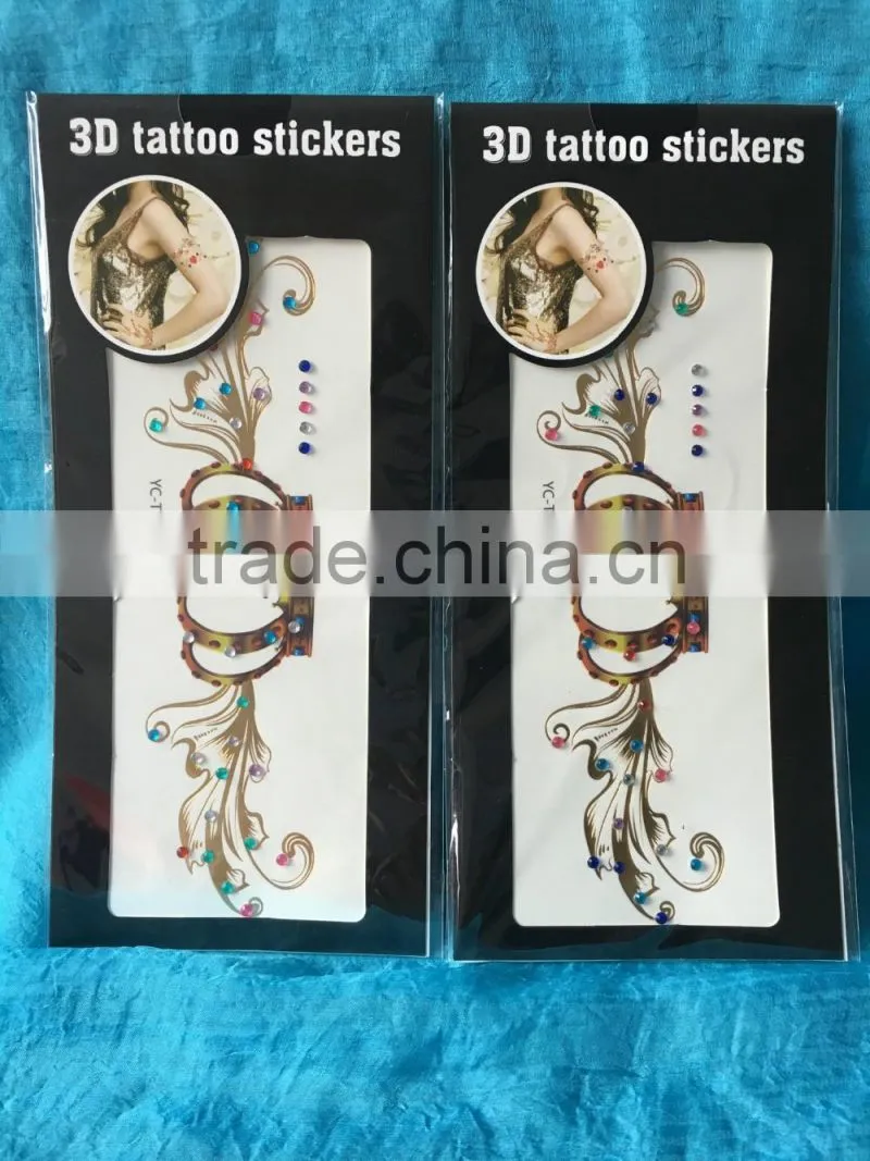 New Tattoo Metal Silver Golden Temporary Tattoos Sticker For Adults