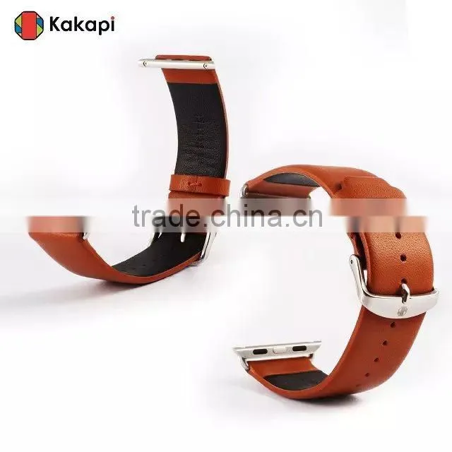 Kakapi One Buckle Smooth Leather Watch Band Wrist Strap With Watchband Converter For 42MM Apple Watch MT-3911