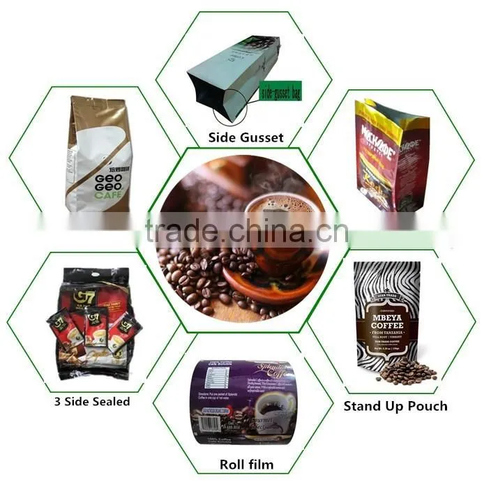 Wholesale printed Coffee bag plastic packaging / Custom Coffee pouch / Coffee sachet plastic roll film packaging