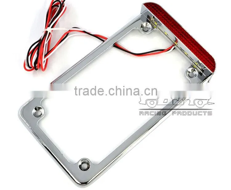 BJ-LPL294-002 Highly Recommended Chrome Motorcycle 4'' X 7'' Tail Light LED License Plate Frame For Harley