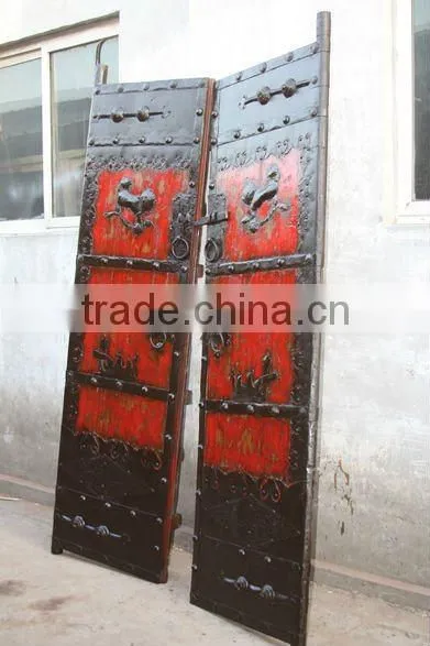 Chinese Antique Shanxi Soild Wood Big Red Garden Door