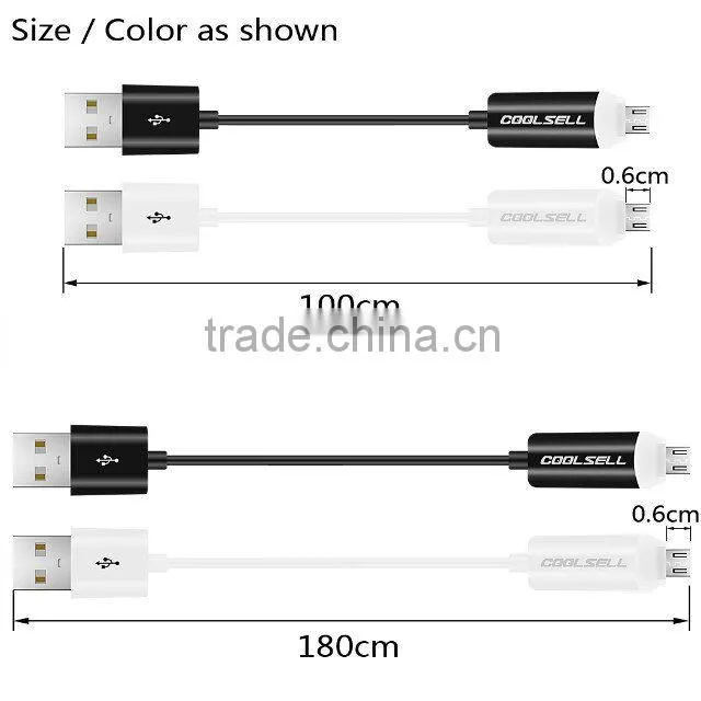 Promotional LED Light Micro USB Cable for Samsung mirco usb cable with LED light
