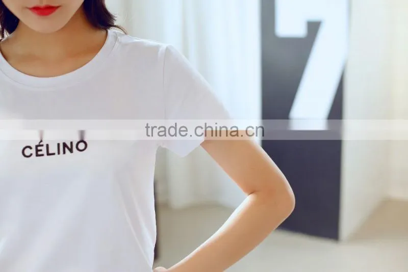 2016 High Quality White Short Sleeve Round Neck Rayon Women Plain T-shirts