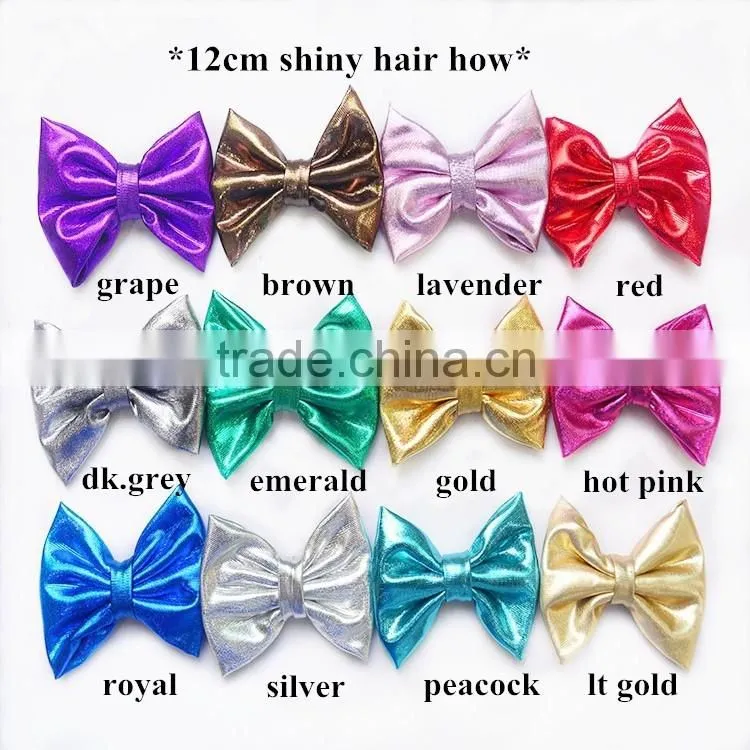 Wholesale DIY craft decorative flowers hair bows -Big Shiny Fabric Golden Bowknots Garment Accessories