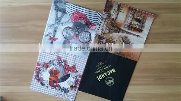 2016 hight quality 33*33cm 18gsm 1/4 fold decorative paper napkins