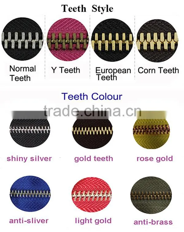 Manufacture zipper wholesale fancy design custom gold metal zipper