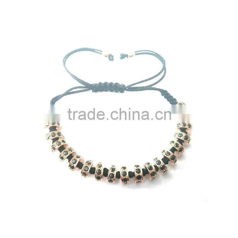 Wholesale Fashion men custom rose gold bracelet black zircon stone jewelry