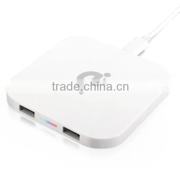 Portable Q8 QI Wireless Charger 2 USB Port Moblie Phone Charging Pad For iPhone Samsung HTC