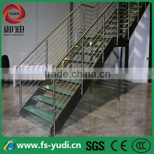 straight space saved glass wood staircase design