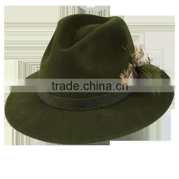 Green or Mix Green Wool Felt Fedora Hats