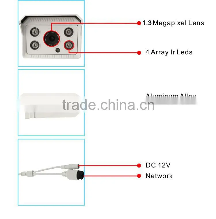100m Infrared Distance 960P Waterproof Cmos Bullet IP Camera Security