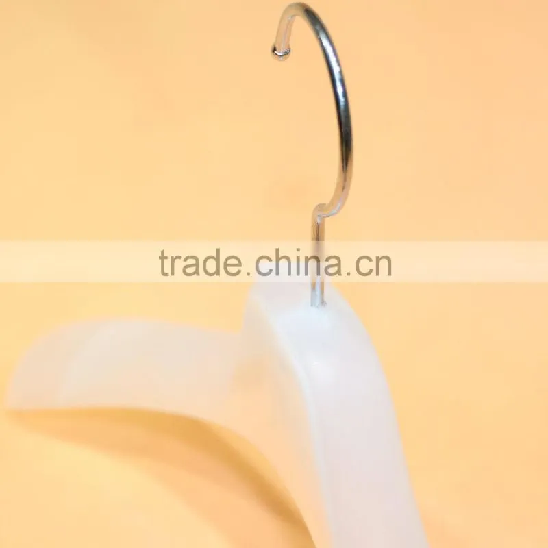 High class dress hanger white plastic hanger with metal hook