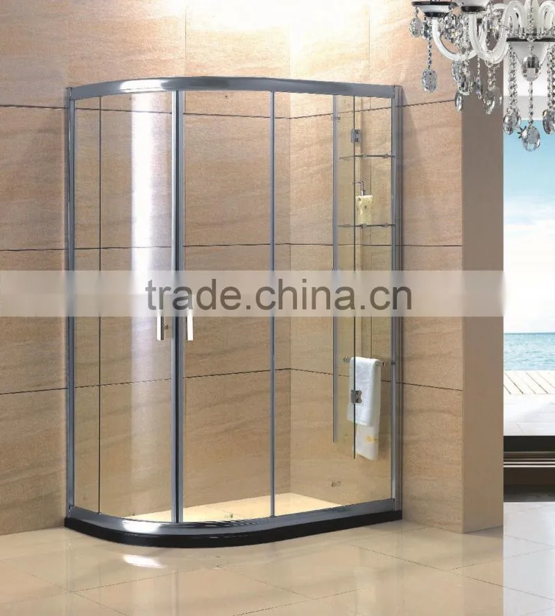 2016Double track Frameless Glass Sliding shower cubicle& Corner bathroom
