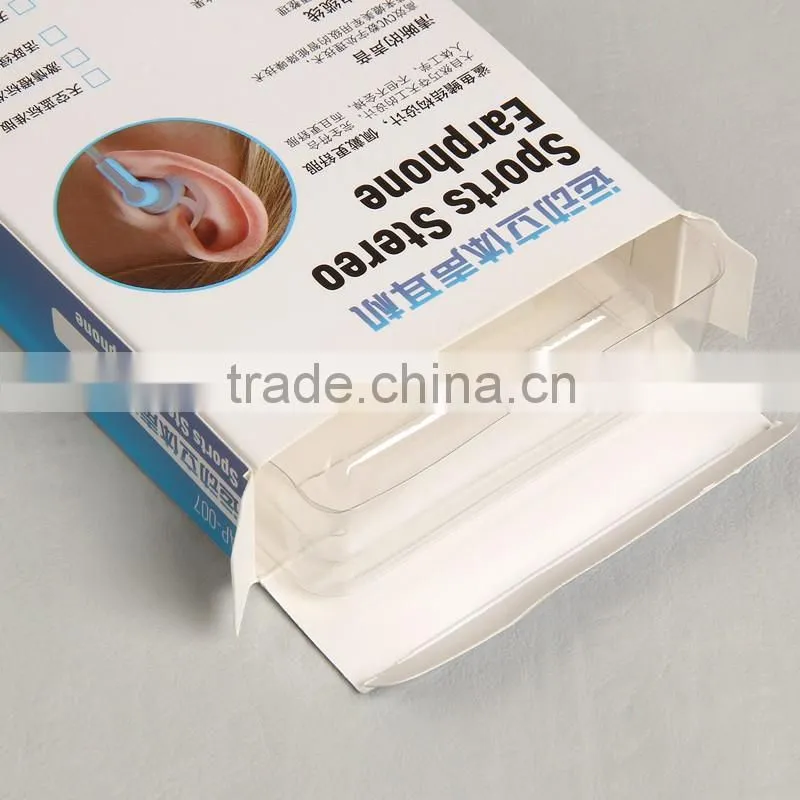 Custom Transpanrent PVC and papecarde box for sports stereo earphone