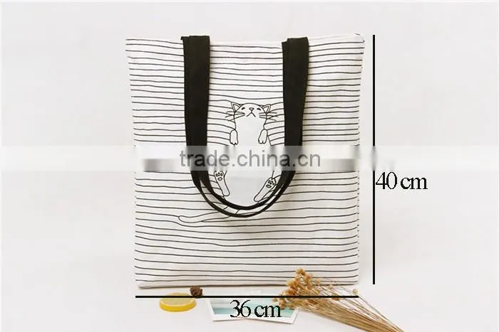 Navy Strap Style Cotton Canvas Tote Shopping Bag