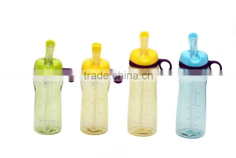 plastic water bottle with straw
