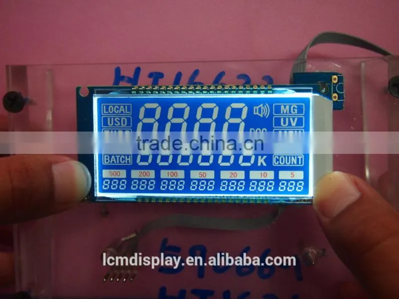transparent negative character flexible white symbol segement character money-counting machine COG lcd display,counter display