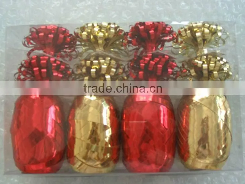 HOT SALE Mini Metallic Foil Poly Curly Gift Ribbon Bows Pack for Christmas Decorations