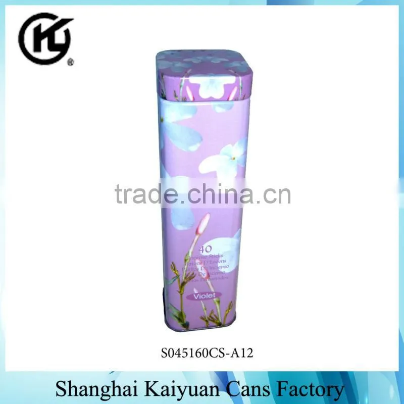 High Quality Square Incense Gift Tin Can Box(various tin lids and printings)