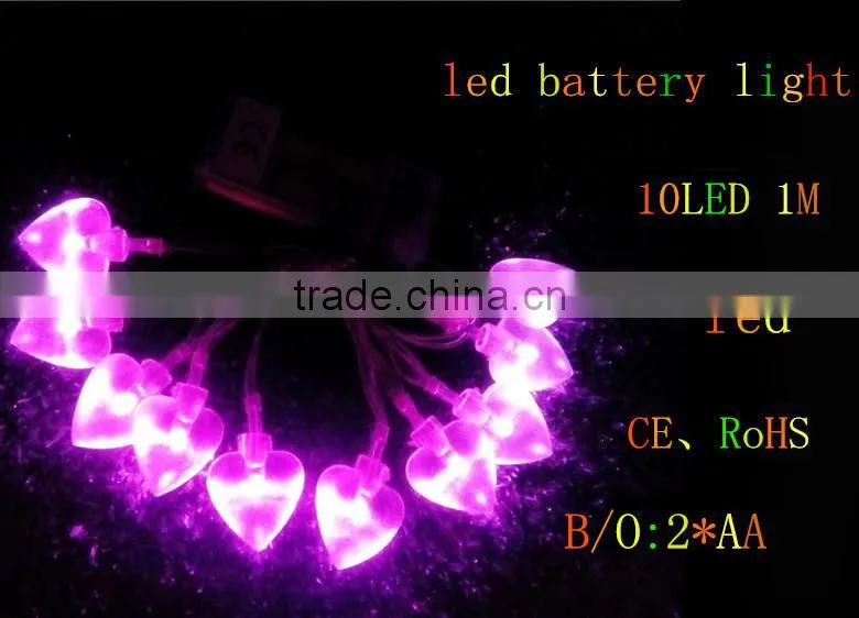 led string light with heart/light christmas led battery light strings