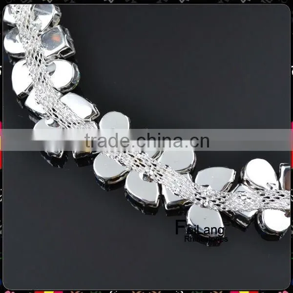 Feilang fuchsia color and rose color fancy stones chain,wedding dresses accessories
