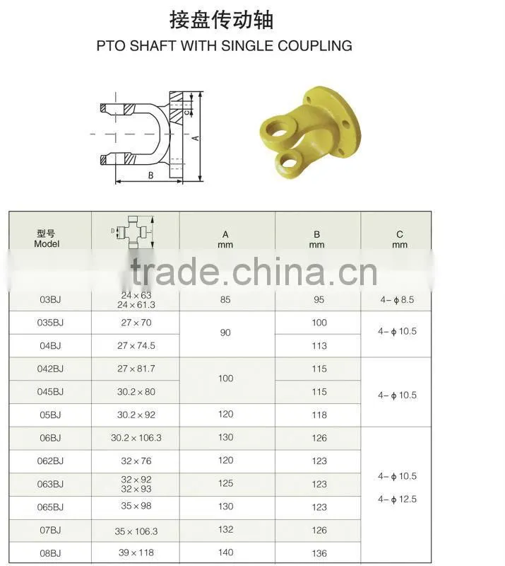 agricultural machinery pto shafts single coupling