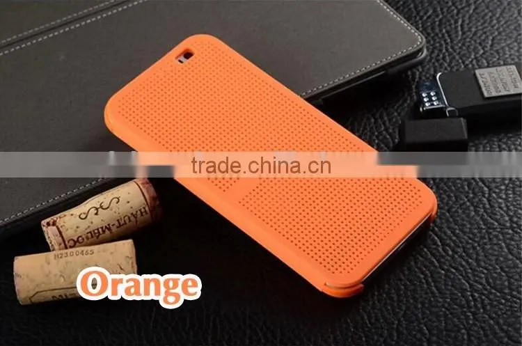Smart Flip Dot View Cover Case For HTC One M8 Auto Sleep Wake function Phone Case With Stylish Matrix Design