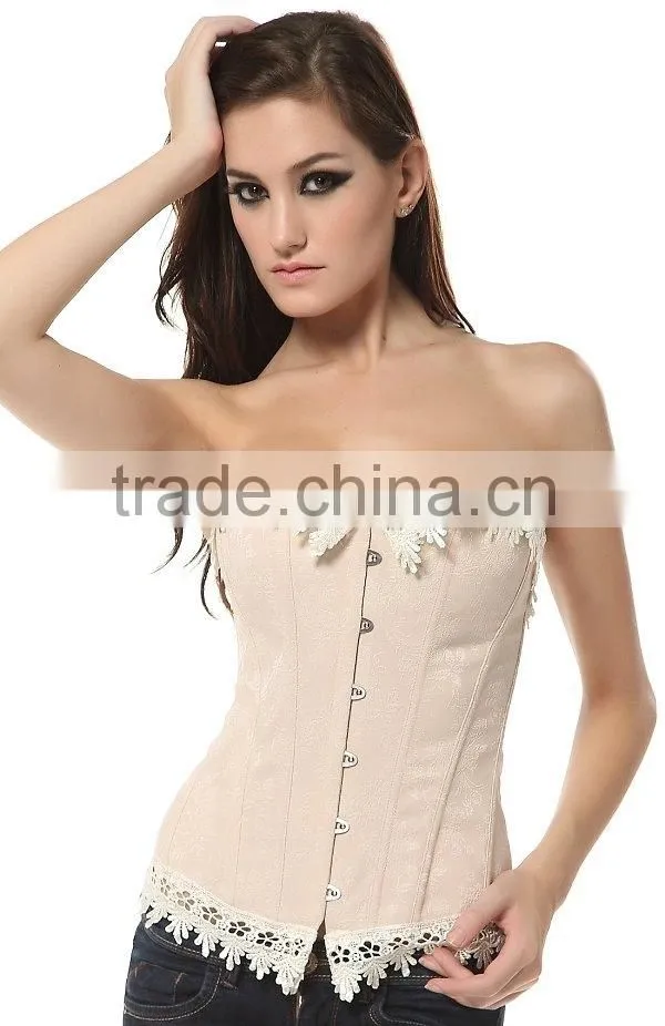 Sexy Lace Brocade Steampunk Wait Training Corset with Steel Boned