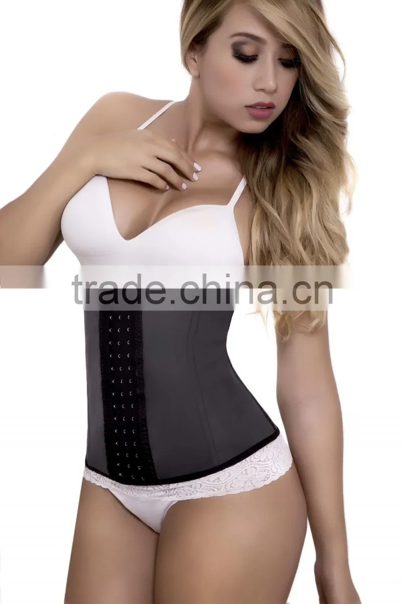 Latex Underbust Corset Waist Trainer with 9 steel bone 3 hook Top