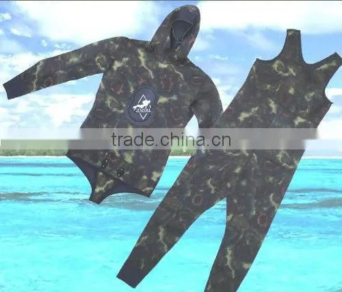 5MM NEOPRENE 2 PCS SPEAR FISHING SCUBA DIVING CAMO WETSUIT MEN L