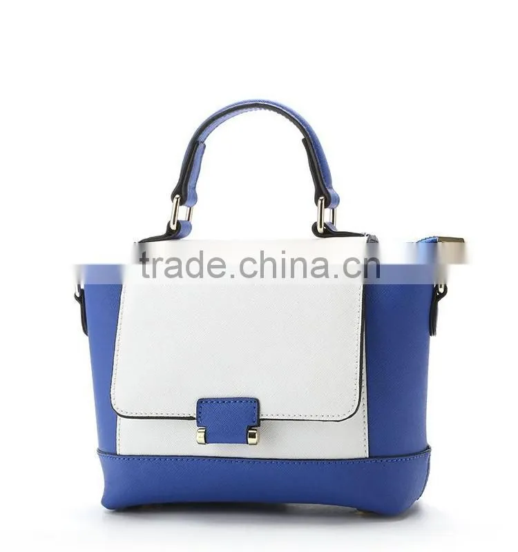 fake leather contrast color ladies hand bag
