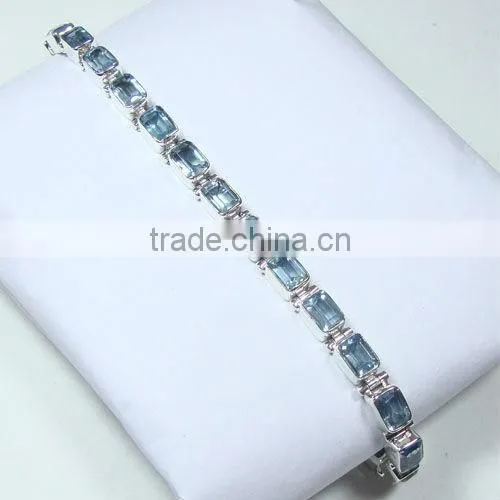 Natural Tibetan Turquoise 925 Stelring Silver Bracelet