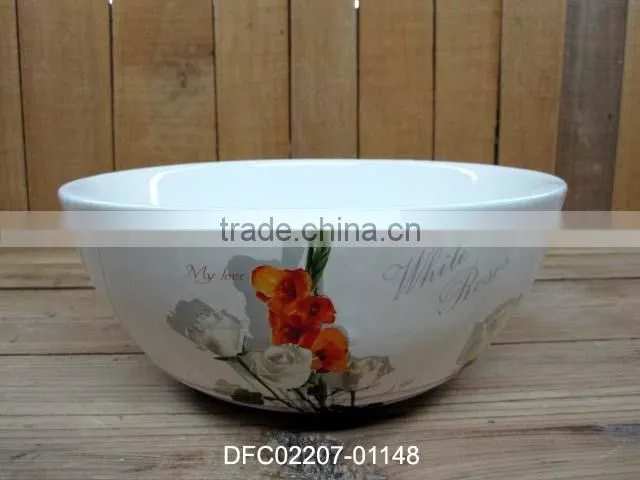 chinese ink ceramic 4 pcs condiment set in a round wood basket