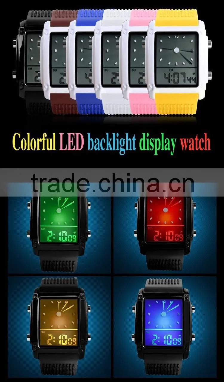Backlight watch dial multiple silicone strap watch 1086