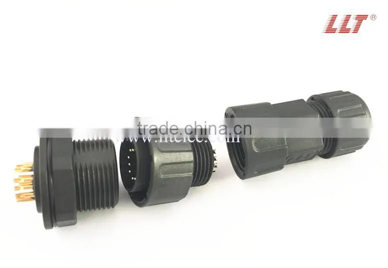 12 pole front panel mount female pin waterproof cable connector