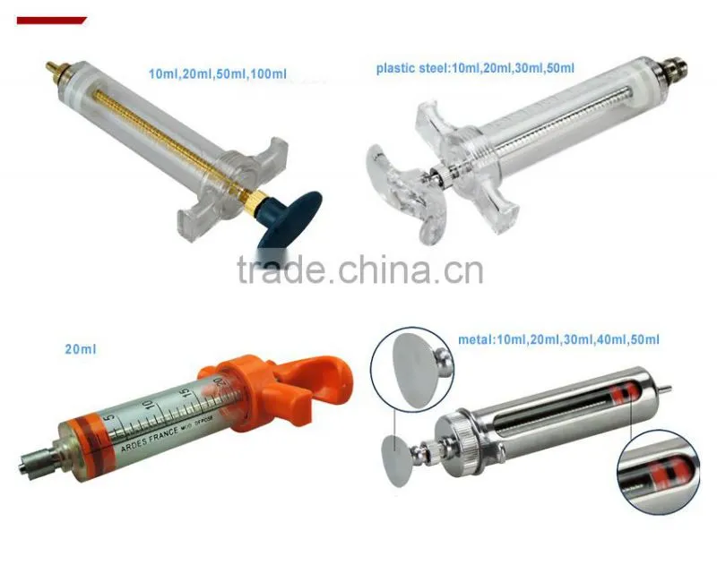 Poultry copper head plastic steel veterinary injection syringe for animal