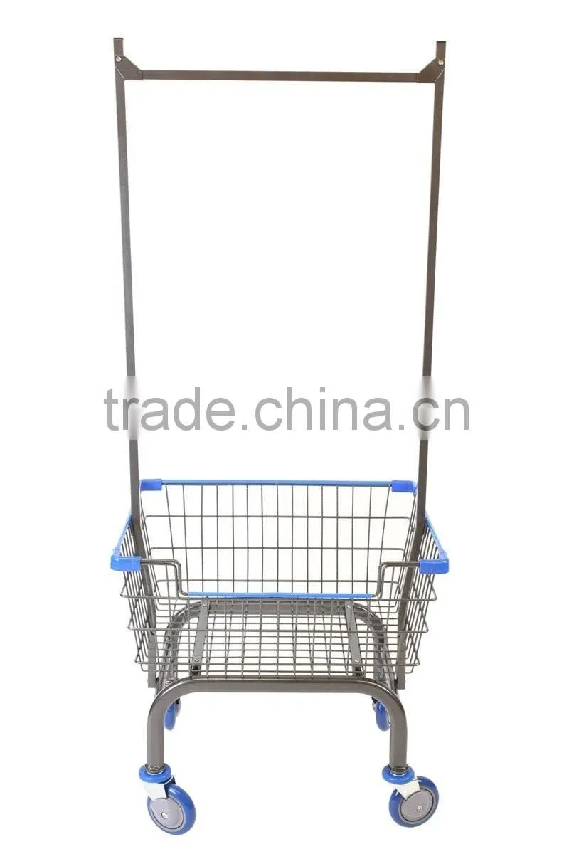 Metal Laundry Cart with Double Pole Rack