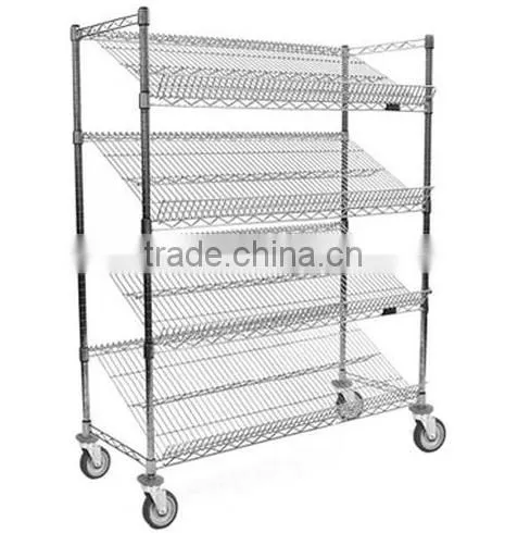 Icegreen Metal Wire Rolling Bakery Merchandiser Display Rack with Mobile Castors